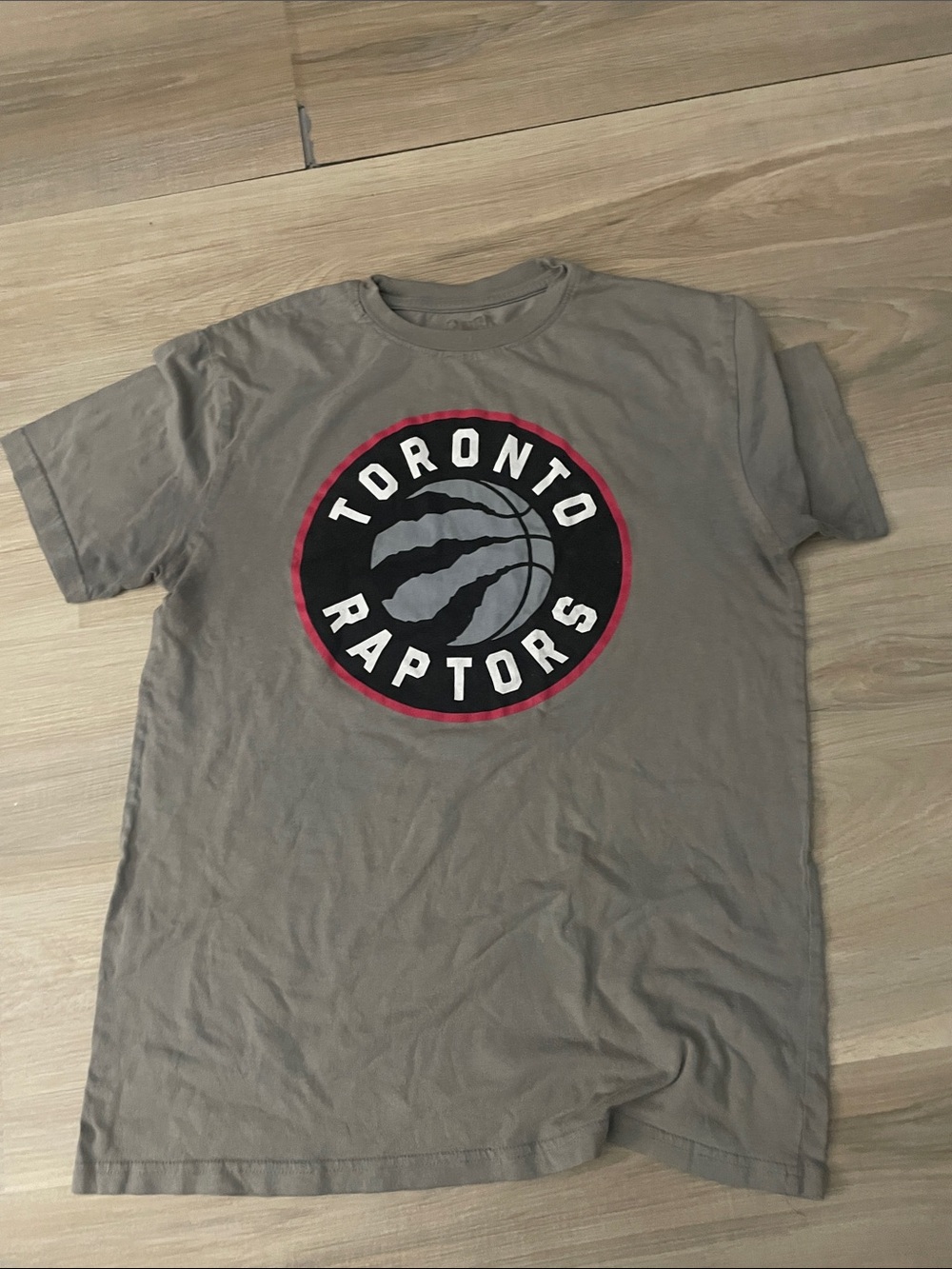 NBA Toronto Raptors Gray Crew Neck Tee with Red-Trim Logo
